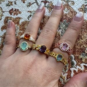 Elegant Multi-Color Gemstone Ring Set